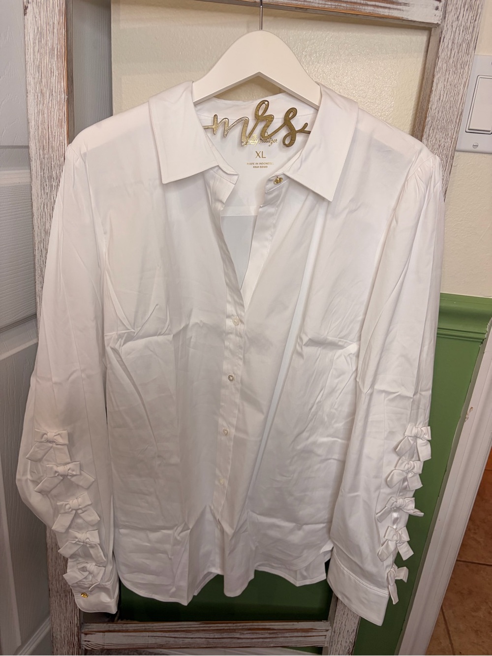 🤍 Lilly Pulitzer Bow Lilly Shirt White NWT XL